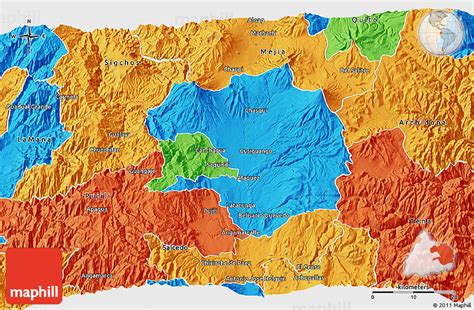 Political 3D Map of Latacunga