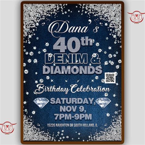 Denim and Diamonds Invitation - Etsy