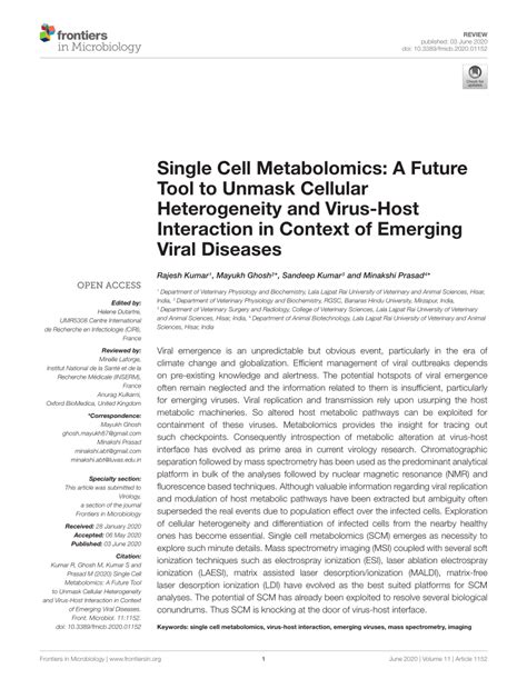 Pdf Single Cell Metabolomics A Future Tool To Unmask Cellular