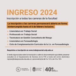 Ingreso Fts Facultad De Trabajo Social Unlp