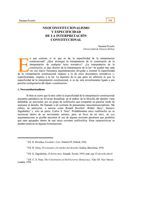 Neoconstitucionalismo Y Especificidad De La Interpretacin 0 1 Cfr R