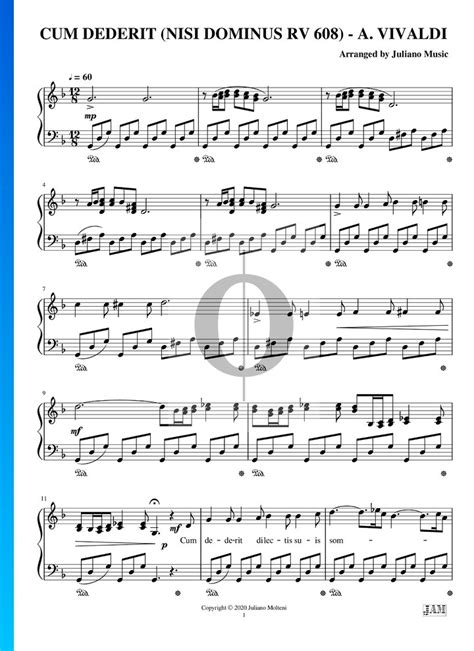 Cum Dederit Nisi Dominus RV 608 Antonio Vivaldi Piano Sheet Music