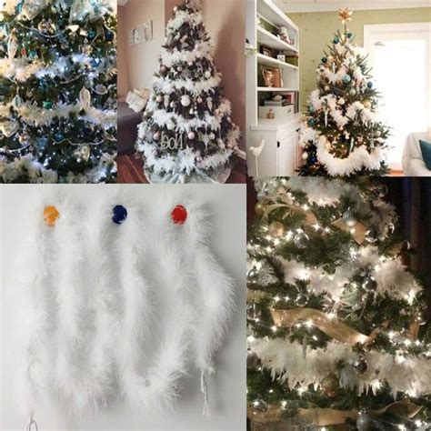 Boas Scarves Garlands 5PCS 2M Christmas Tree White Boa Feather Strip