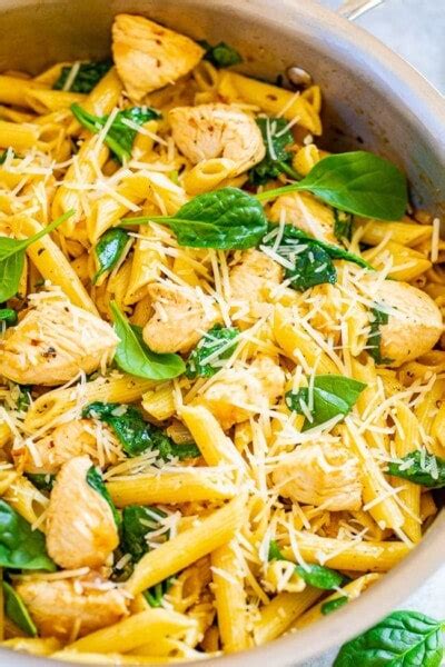 Lemony Chicken Spinach Pasta Averie Cooks