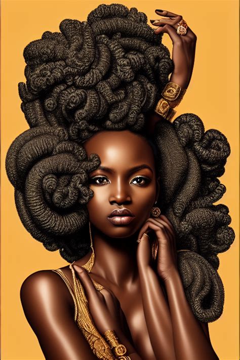 Melanin Queen Dark Skinned Woman With Big Curls · Creative Fabrica