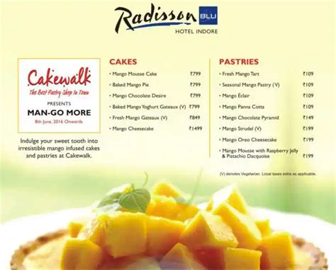 Cake Walk Radisson Blu Hotel Menu Zomato