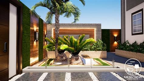 modern villa landscape on Behance | Modern backyard landscaping ...