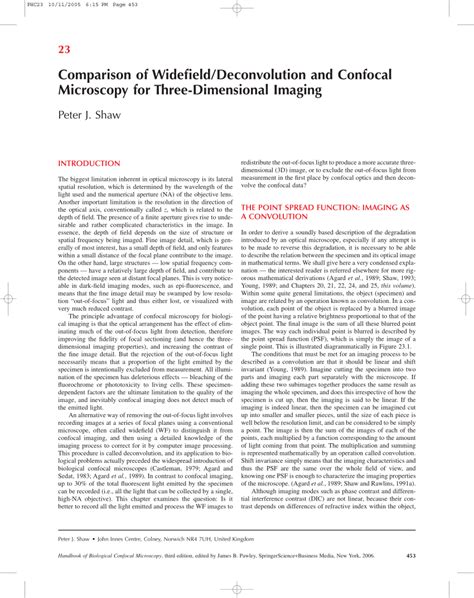 Pdf Comparison Of Widefield Deconvolution And Confocal Microscopy For