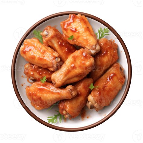 Ai Generated A Plate Of Chicken Wings Isolated On A Transparent