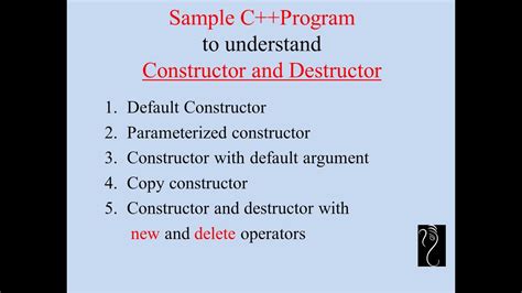 C Program For Constructor Types And Destructor Youtube