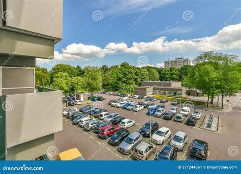 An Aerial View Of A Parking Lot Full Of Cars Editorial Photo Image Of