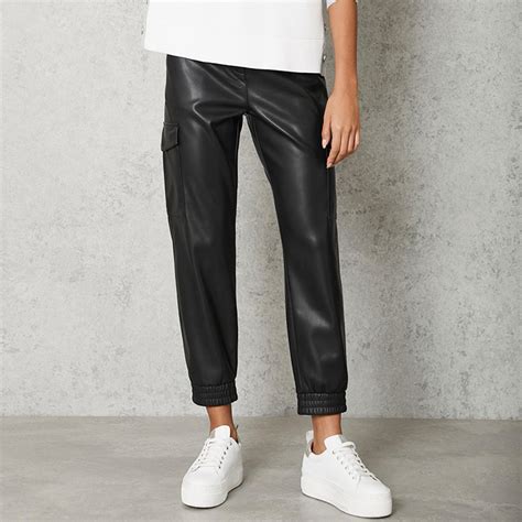 Black Faux Leather Joggers Brandalley