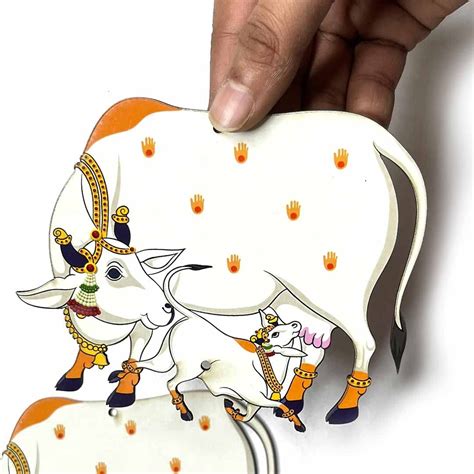 Buy Adikala Pichwai Cow With Calf Mdf Design Cutout For Diwali