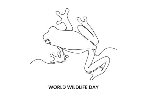 Continuous One Line Drawing Tree Frog World Wild Life Concept Single