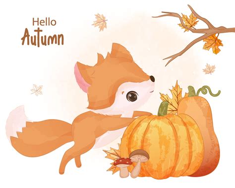 Autumn series little fox illustration 11469087 Vector Art at Vecteezy