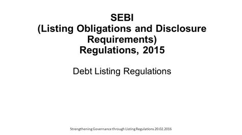 Sebi Listing Obligations And Disclosure Requirements Regulations