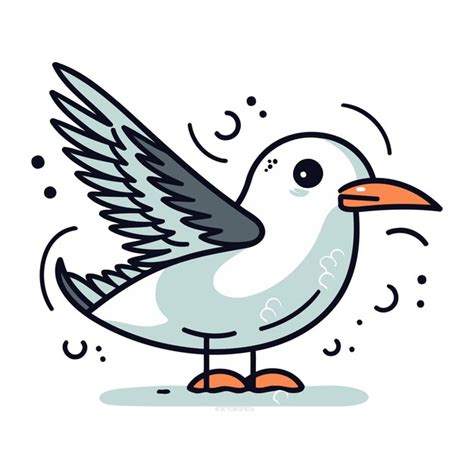 Premium Vector Cute Cartoon Doodle Seagull Vector Illustration