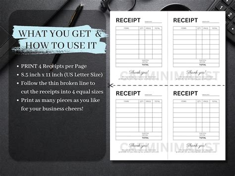 Business Receipts Digital Download Receipts For Small Businesses Order