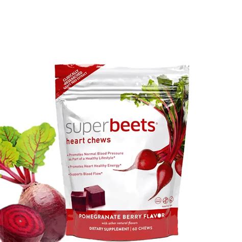 Oem Beet Root Heart Soft Chews Gummies Red Beet Pressure Nitric Oxide