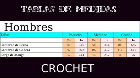 Curso Crochet O Ganchillo Tablas De Medidas Moda A Crochet Tabla