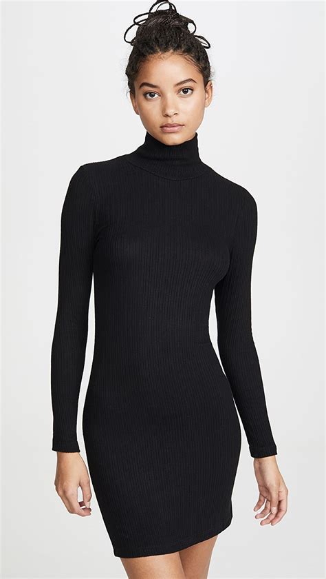 Lna Zip Turtleneck Dress Turtle Neck Dress Turtle Neck Black Turtleneck Dress