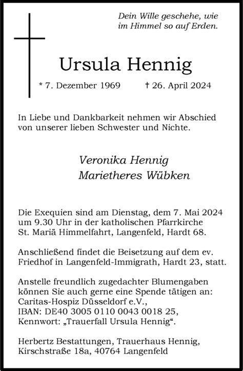 Alle Traueranzeigen für Ursula Hennig trauer rp online de