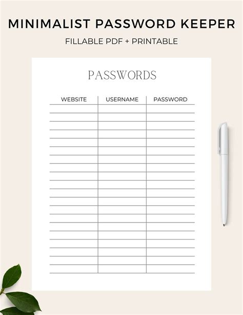 Password Tracker Printable And Fillable Password Keeper Password Organizer Password Log