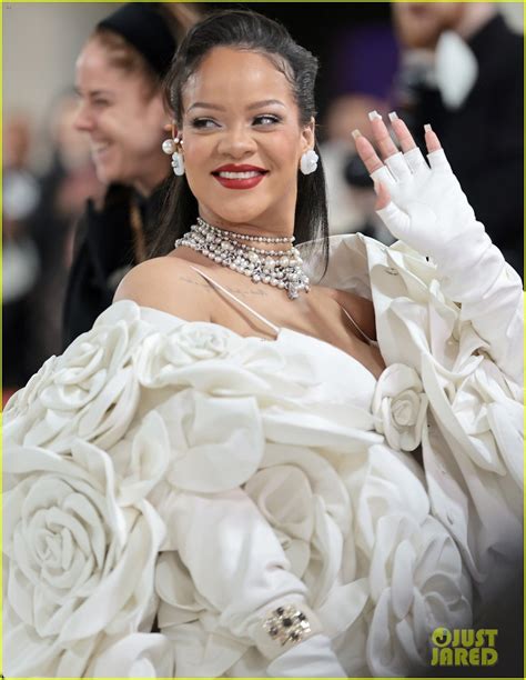 Rihanna Makes A Statement In White Florals Alongside A Ap Rocky At Met