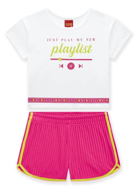 Conjunto Infantil Feminino Branco Kyly