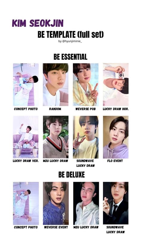 SEOKJIN JIN BTS TEMPLATE BE DELUXE ESSENTIAL