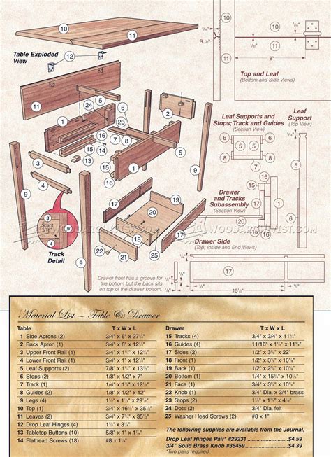 Drop Leaf Table Plans • Woodarchivist