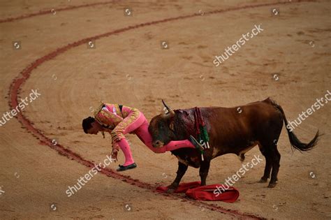 Spanish Bullfighter Octavio Chacon Pushed By Editorial Stock Photo