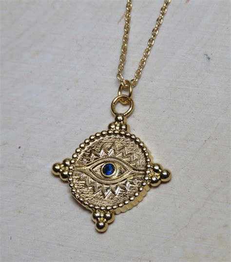 Blue Evil Eye Halskette Griechischer Schmuck Minimalist Schmuck Gold