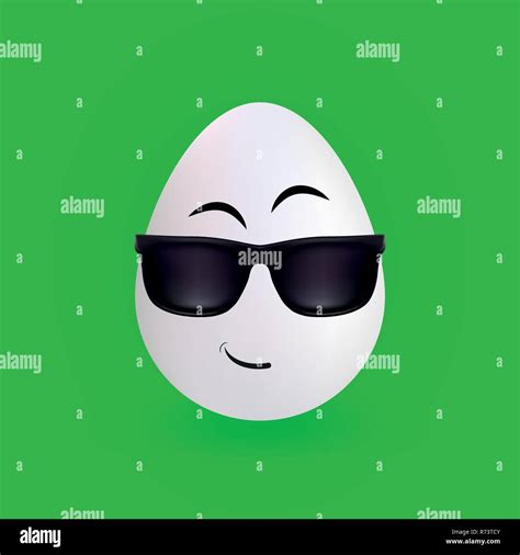 Cool glasses egg character with green background, vector, illustration ...