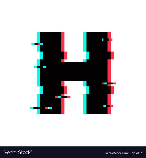 Logo letter h glitch distortion Royalty Free Vector Image