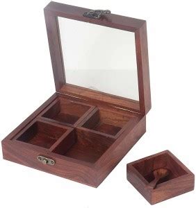 New Era Wood Carving Art Wooden Spice Box With Container Spice Set