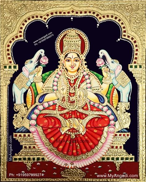 Gaja Laxmi Tanjore Painting Tanjore Painting Buddhist Art Drawing