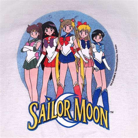 90s Vintage White Anime Sailor Moon Shirt By Fashion Depop