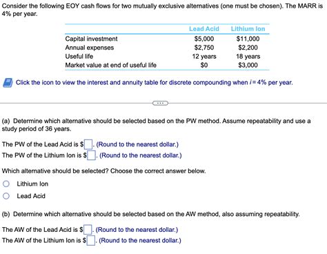 Solved Consider The Following EOY Cash Flows For Two Chegg