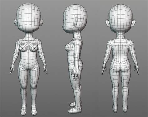 3d Model Base Mesh Girl Character Low Poly 3d Model Vr Ar Low Poly Rigged Cgtrader