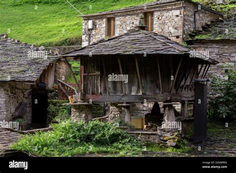 Rustic Stone Cottage Exterior With Porch And Village Setting Asturias