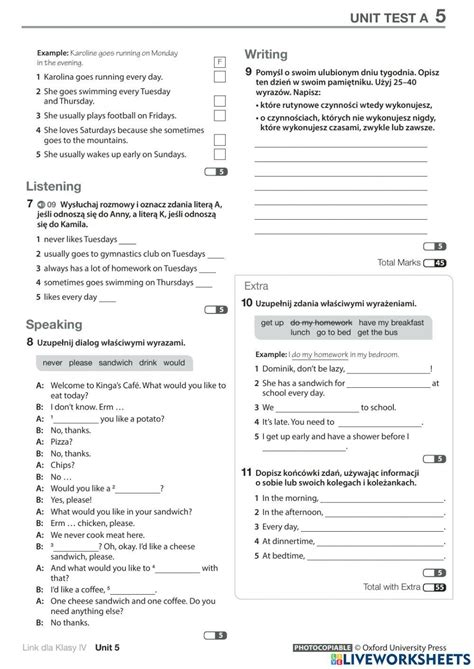 Link 4 4b Unit Test 5 Online Exercise For Live Worksheets