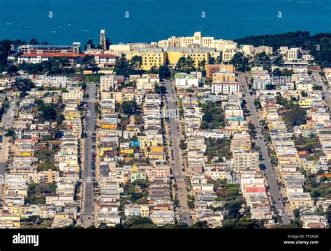 Aerial view, 44th Avenue, San Francisco VA Medical Center, San Stock ...