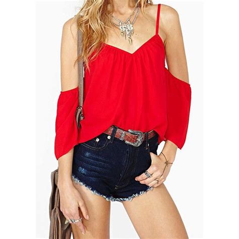 Stylish V Neck 3 4 Sleeve Off The Shoulder Solid Color Chiffon Crop