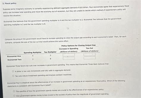 Solved 2 Fiscal Policy Suppose Some Imaginary Economy Is Chegg