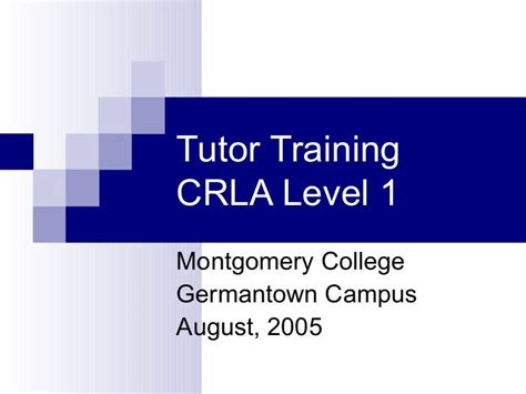 Crla Level 1 Tutor Training