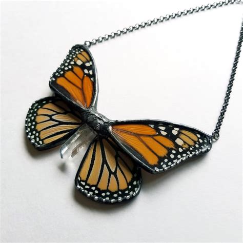 Monarch Butterfly Jewelry Burnt Orange Butterfly Necklace Etsy