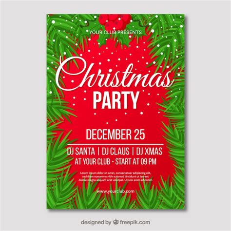 Free Vector Bright Red And Green Poster For Christmas