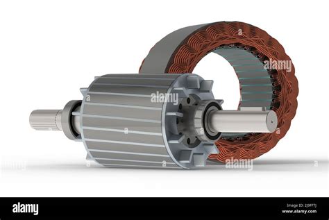 Stator And Rotor For Electric Motor D Rendering On White Background