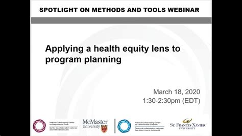 Applying A Health Equity Lens To Program Planning Youtube